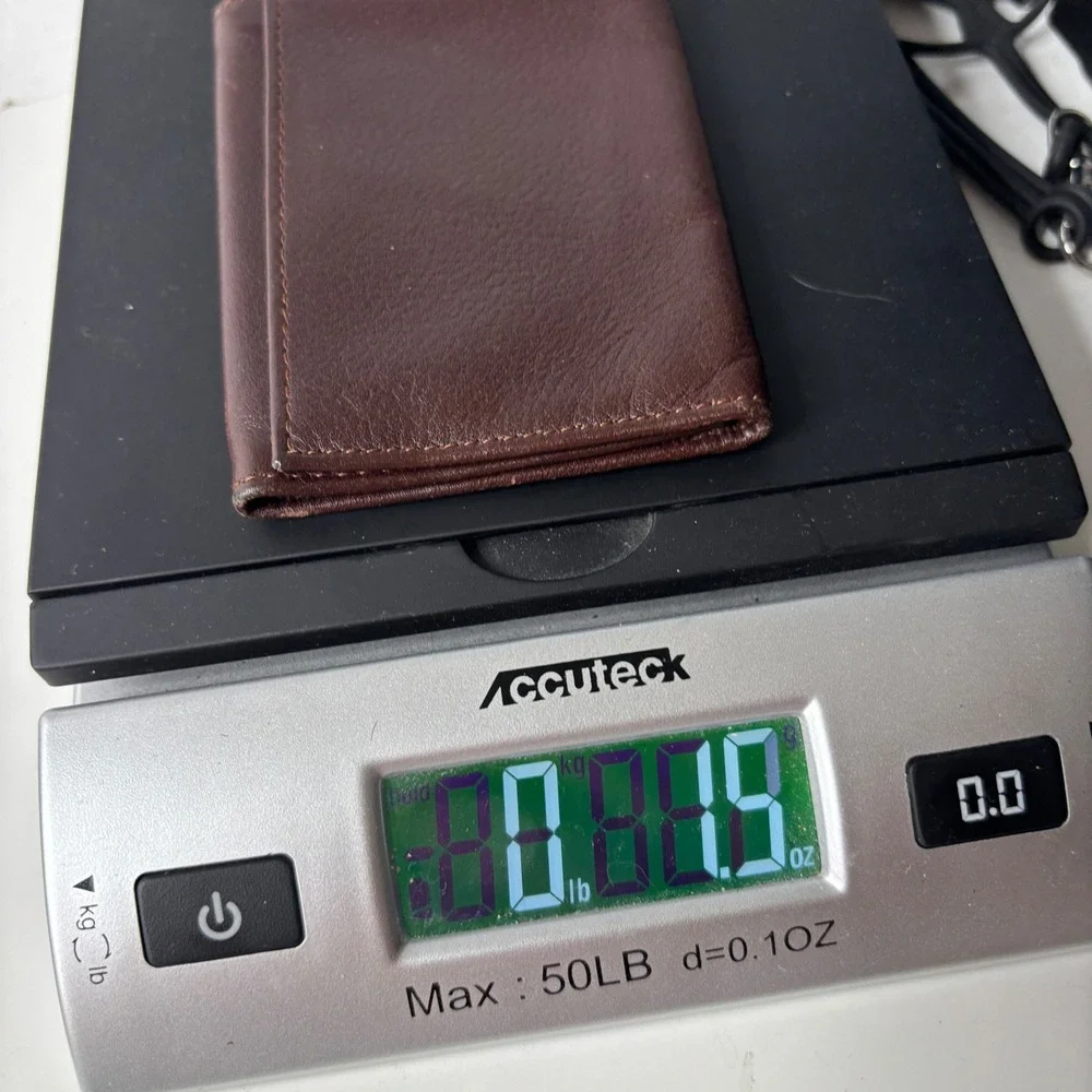 Vintage Hickok USA Mens Dark Brown Pebbled Leather‎ Trifold Wallet Cowhide Gift